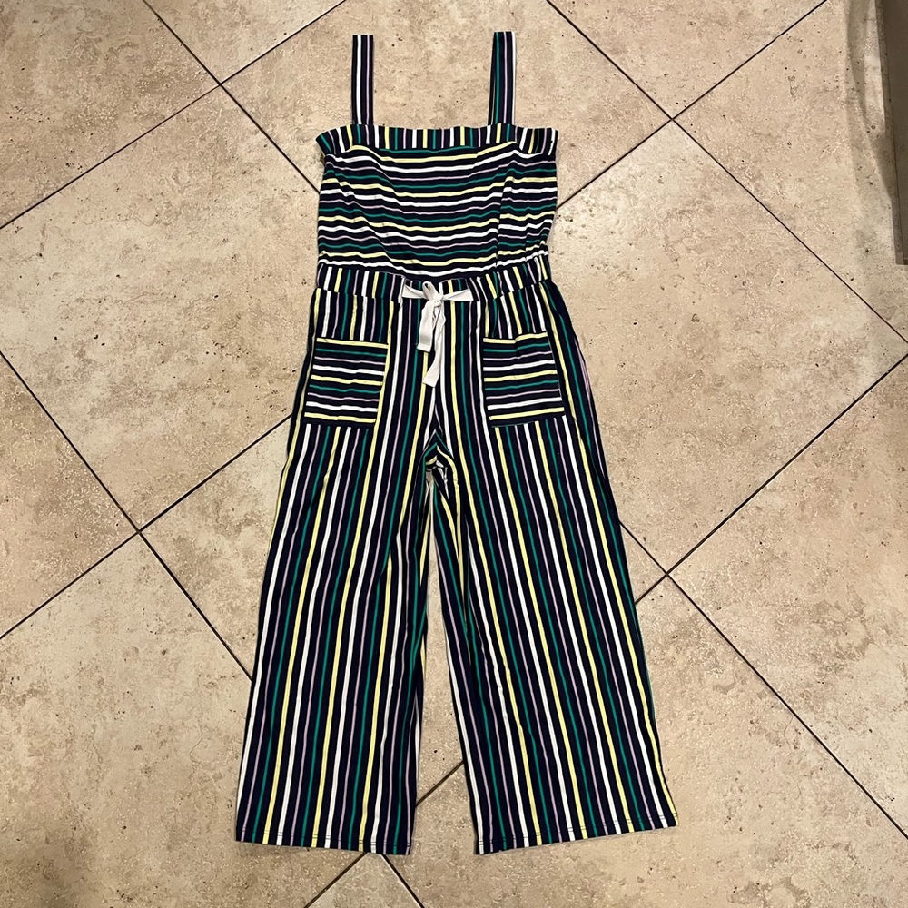 Copper Key Striped Cotton Jumpsuit Size Small